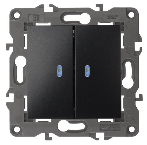 Выключатель с подсветкой без рамки Эра Elegance 2-кл. антрацит картинка